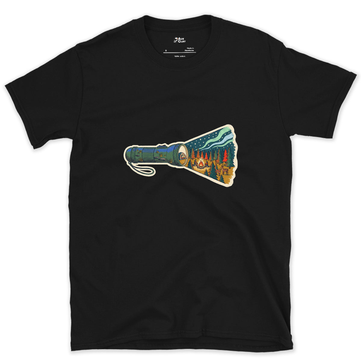 What the Beam Found, Hand Torch design on a Black Gildan Softstyle t-shirt