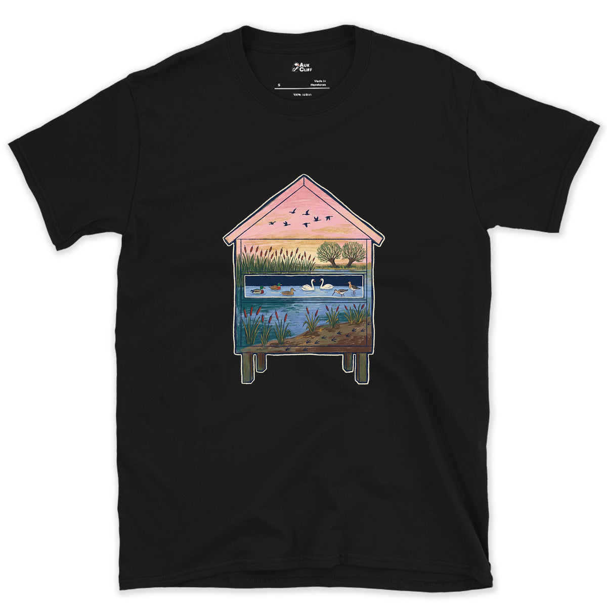 What the Hide Looks Out On design on a Black Gildan Softstyle t-shirt