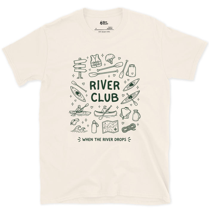 River Club, Ringed in Paddles design on a Natural Gildan Softstyle t-shirt