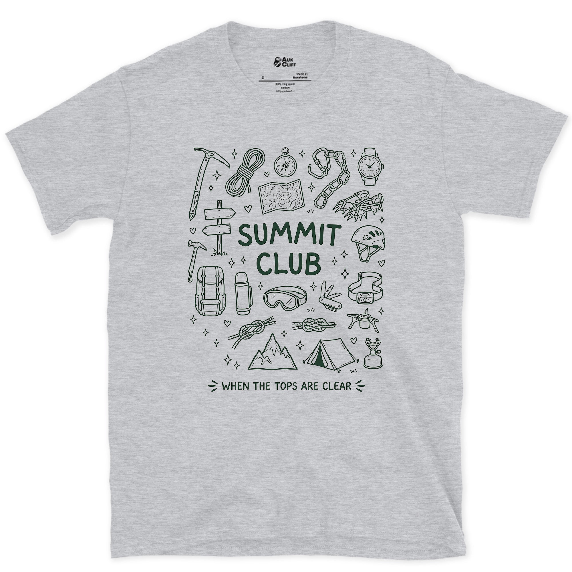 When the Tops Are Clear, Summit Club design on a Sport Grey Gildan Softstyle t-shirt