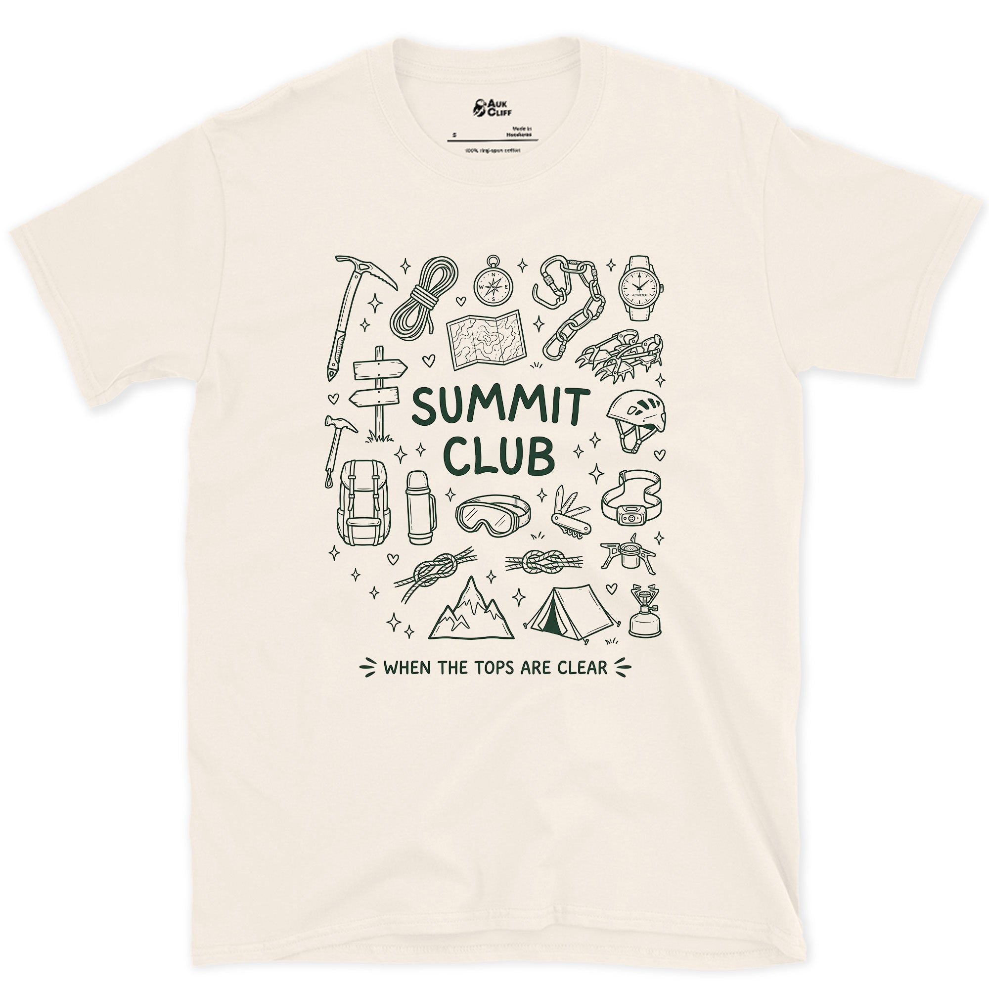When the Tops Are Clear, Summit Club design on a Natural Gildan Softstyle t-shirt