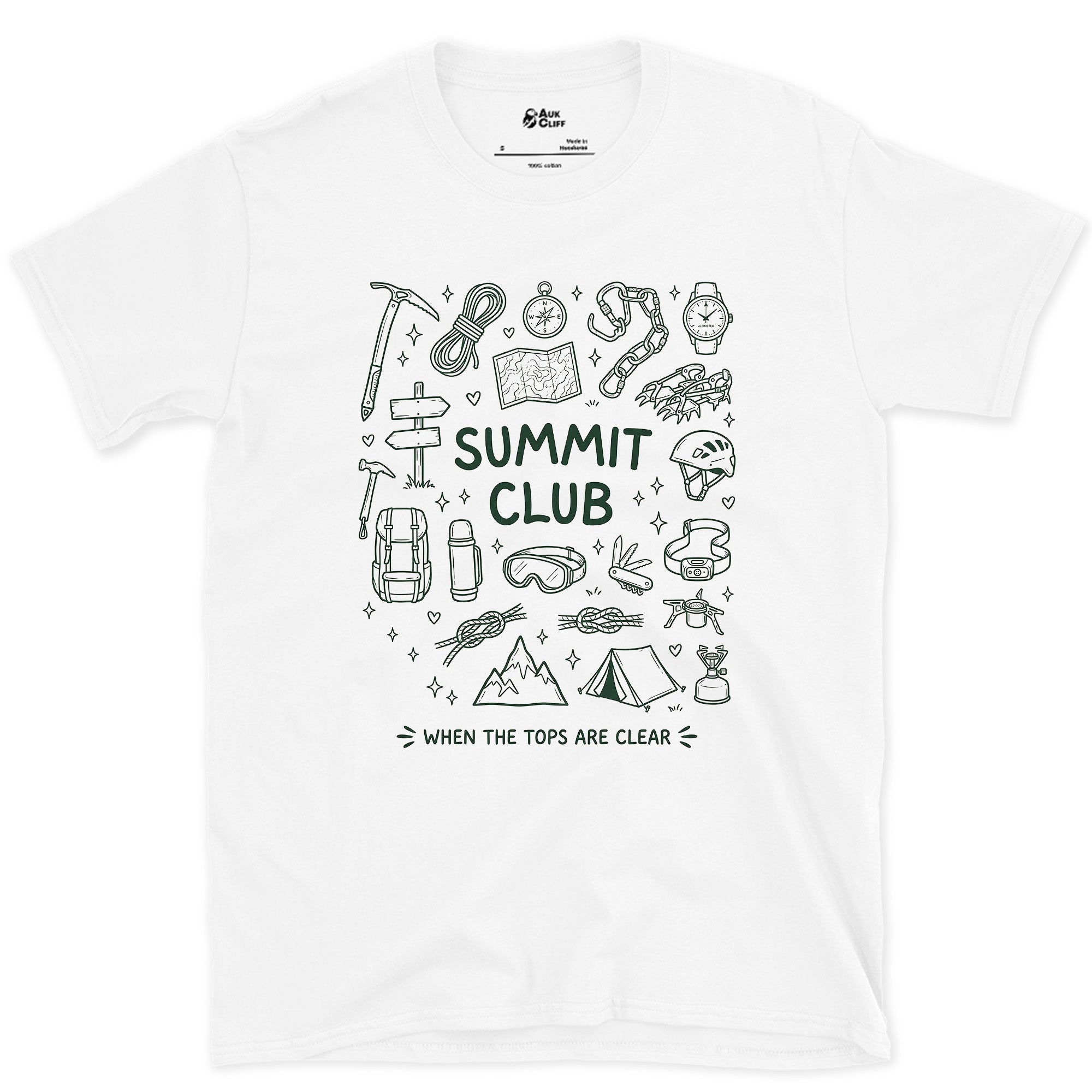 When the Tops Are Clear, Summit Club design on a White Gildan Softstyle t-shirt