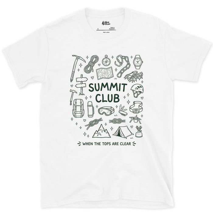 When the Tops Are Clear, Summit Club design on a White Gildan Softstyle t-shirt