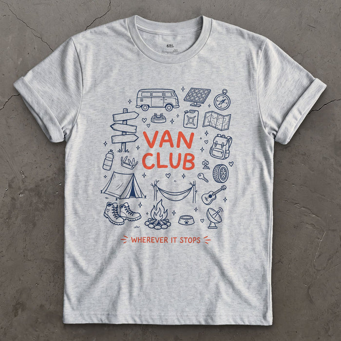 Wherever It Stops, Van Club design on a Sport Grey Gildan Softstyle t-shirt