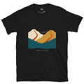 Whistler, Ridge Lines and a Ski Lift design on a Black Gildan Softstyle t-shirt