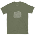 Creel Carried Over One Shoulder design on a Military Green Gildan Softstyle t-shirt