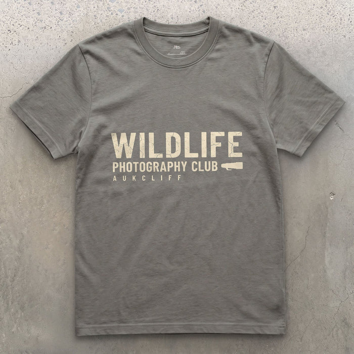 The Wildlife Photography Club Badge design on a Charcoal Gildan Softstyle t-shirt