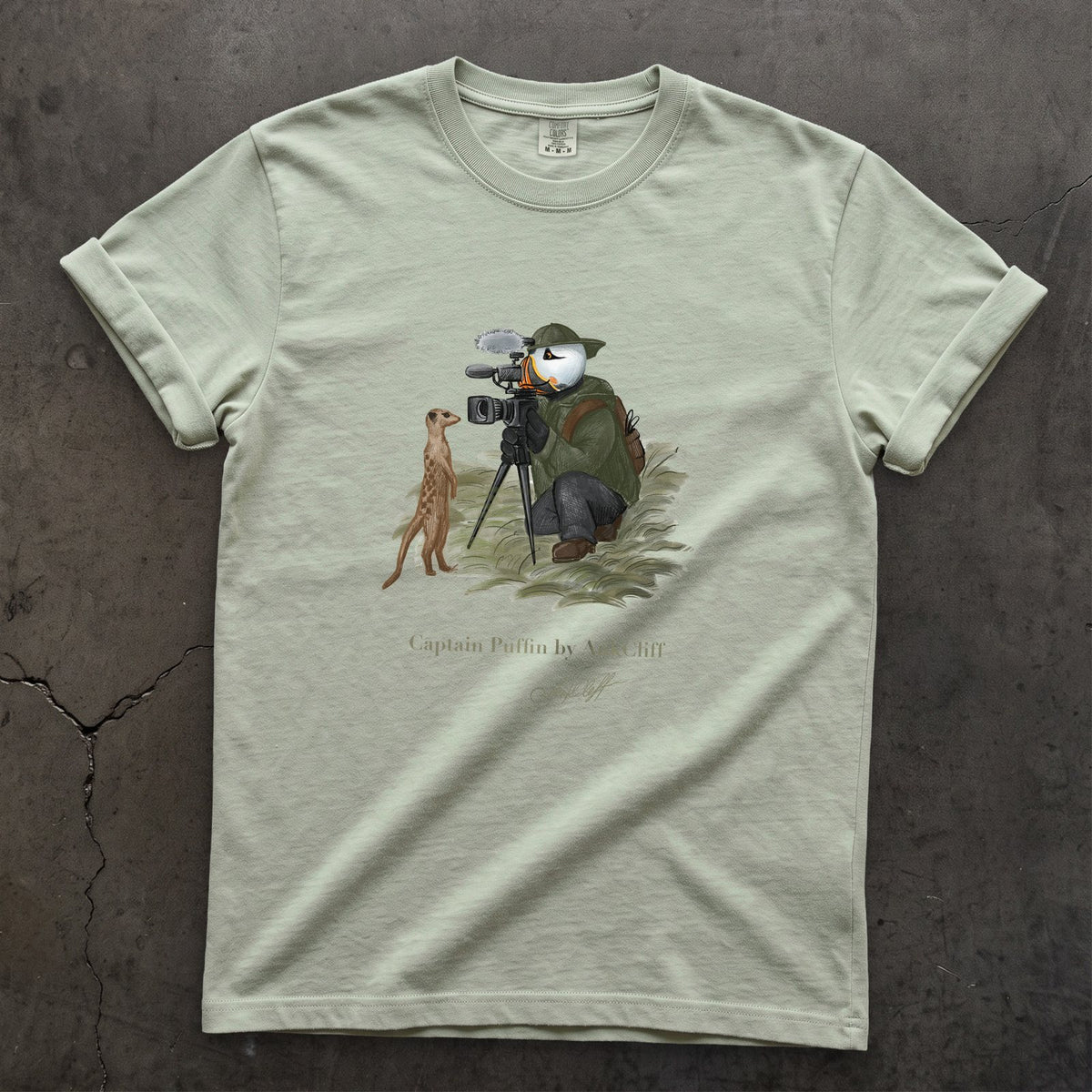 Captain Puffin Wildlife Videographer on a Bay Comfort Colors t-shirt