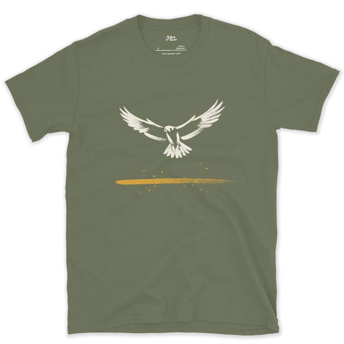 Wings Out, Nothing Wasted design on a Military Green Gildan Softstyle t-shirt
