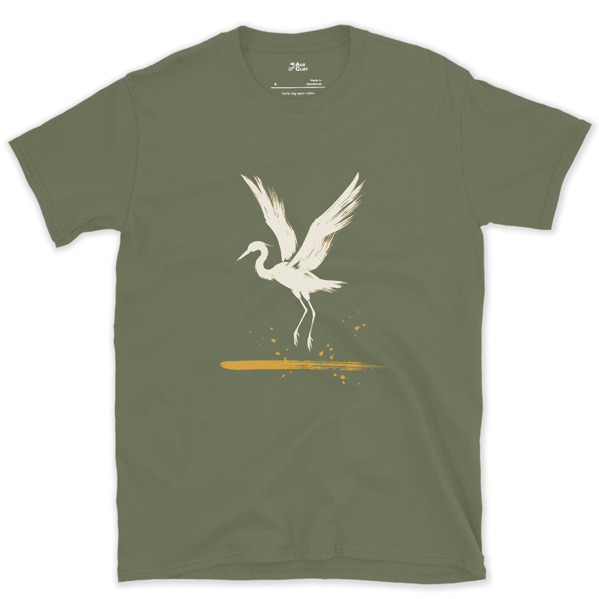 Wings Up, Legs Down design on a Military Green Gildan Softstyle t-shirt