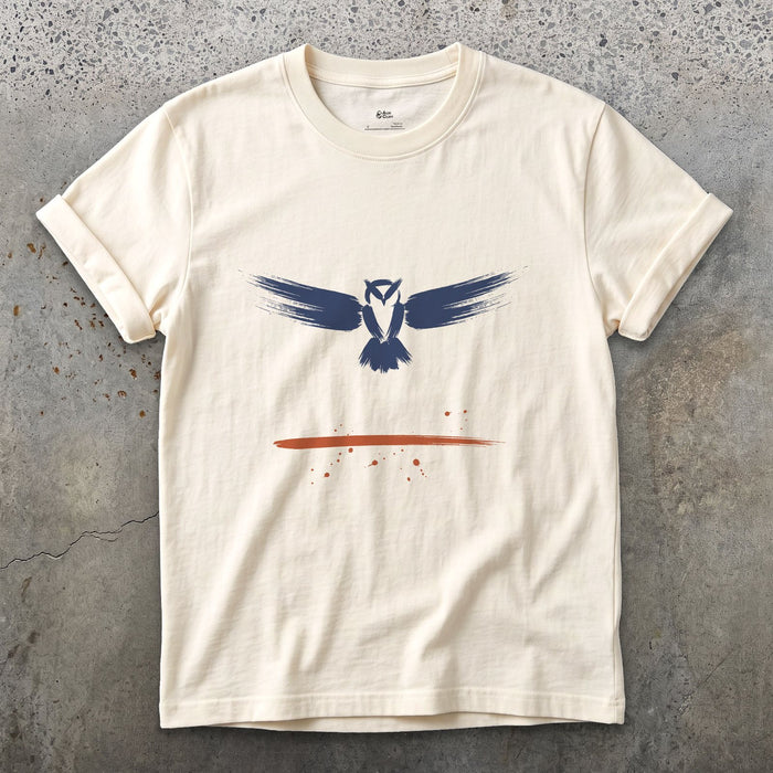 Wings Wide, Face On design on a Natural Gildan Softstyle t-shirt