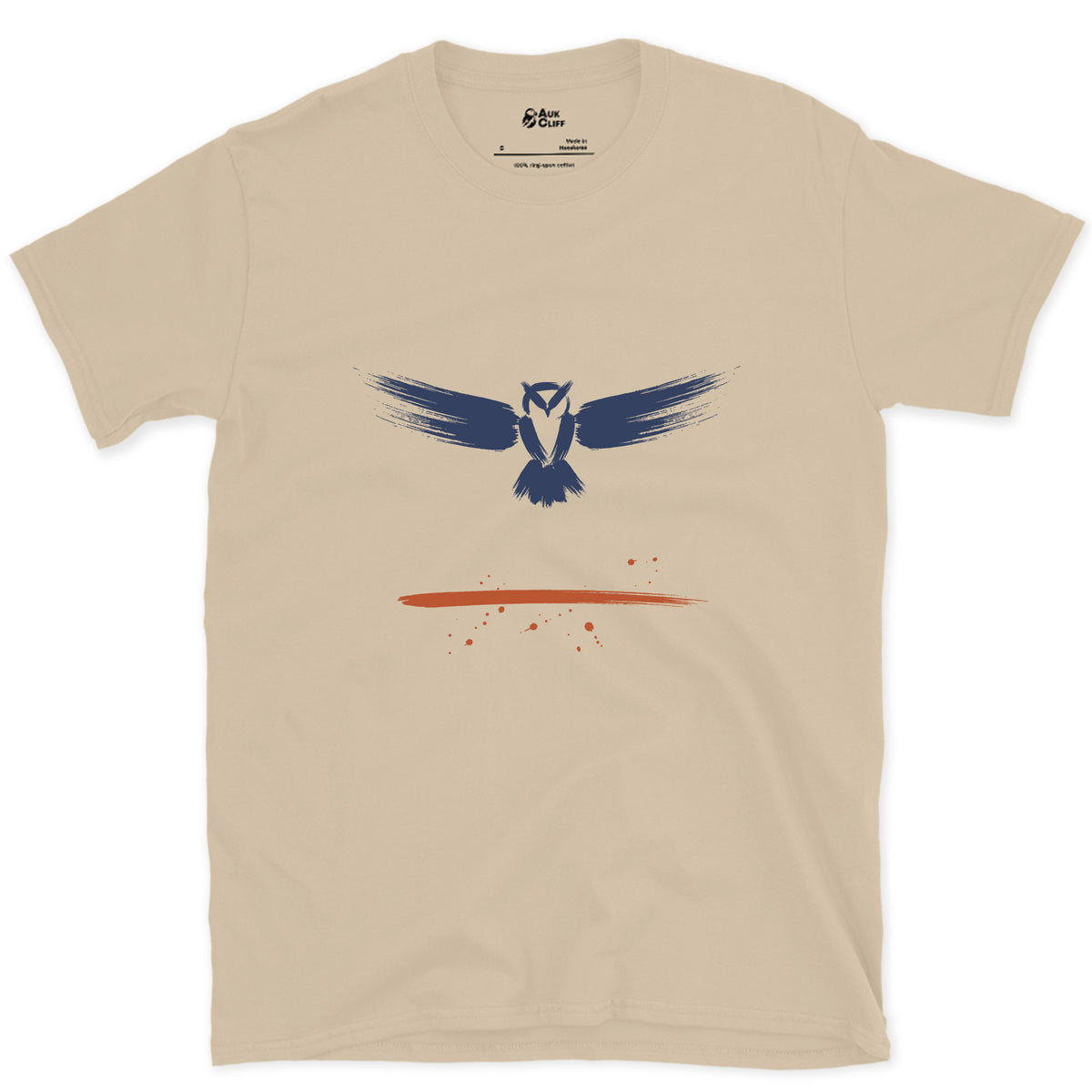 Wings Wide, Face On design on a Sand Gildan Softstyle t-shirt