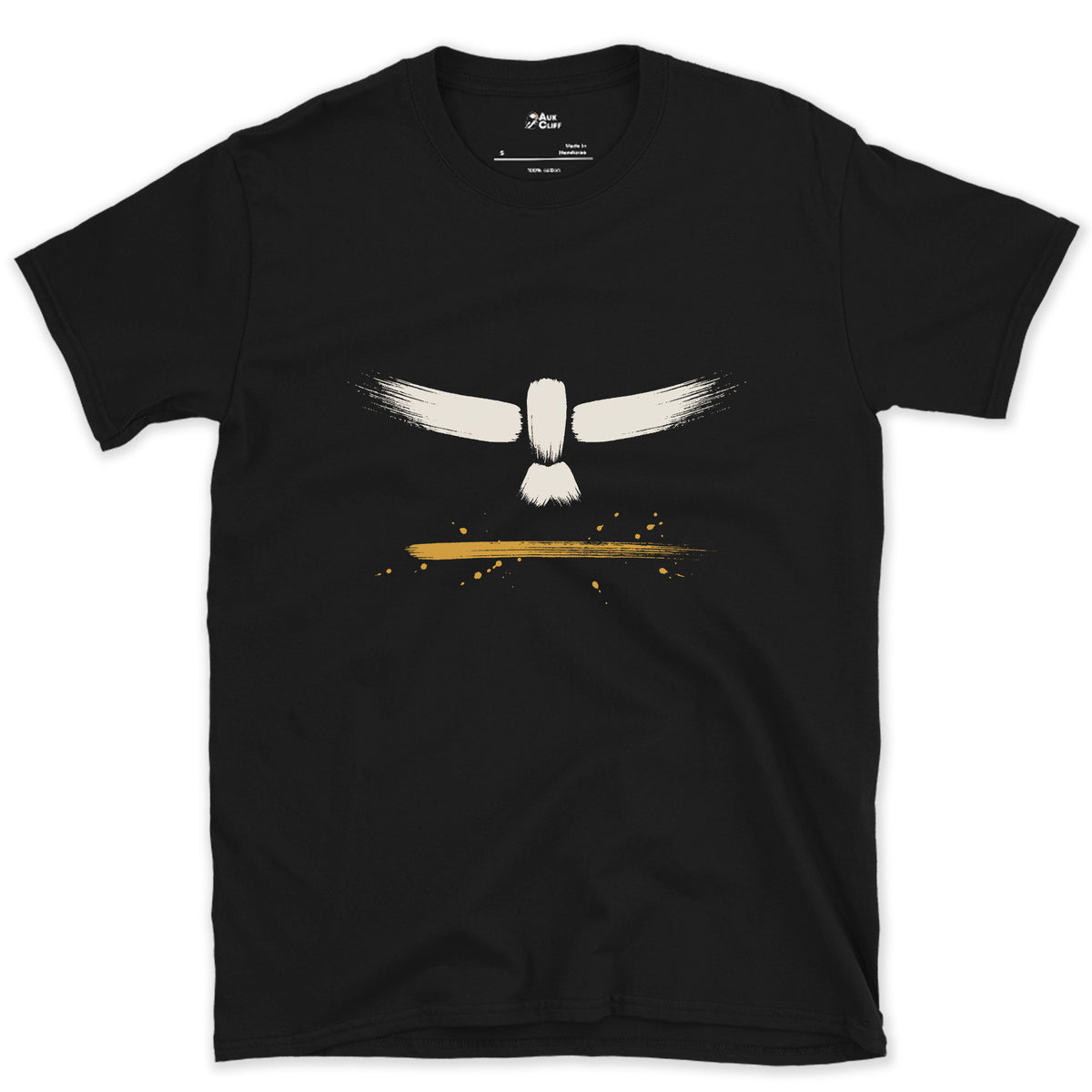 Wings Wide, Face On design on a Black Gildan Softstyle t-shirt