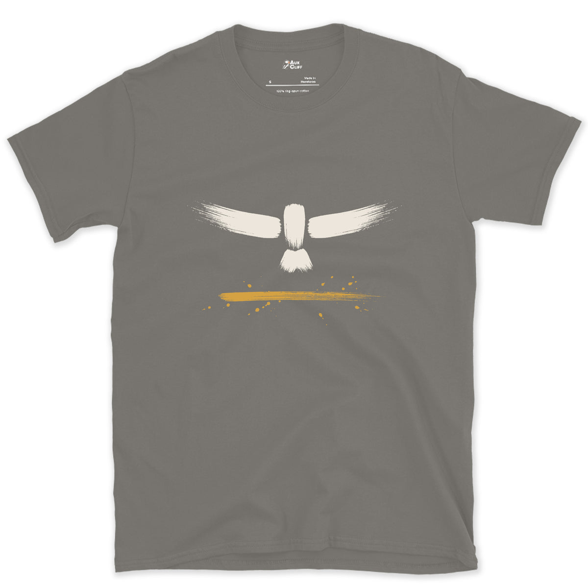 Wings Wide, Face On design on a Charcoal Gildan Softstyle t-shirt
