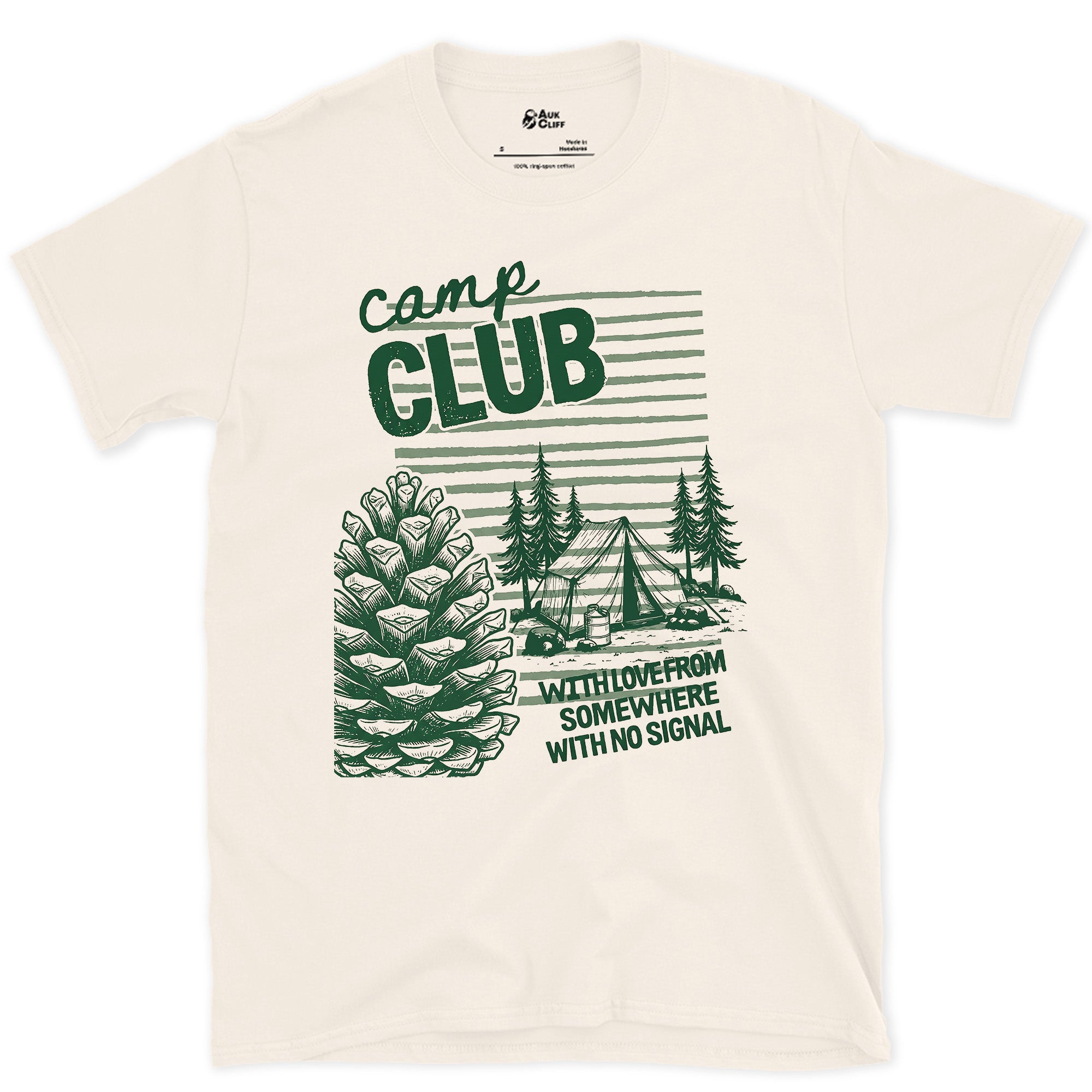 Somewhere With No Signal, Camp Club design on a Natural Gildan Softstyle t-shirt