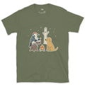 Already Knew the Rhythm, Woodpecker design on a Military Green Gildan Softstyle t-shirt