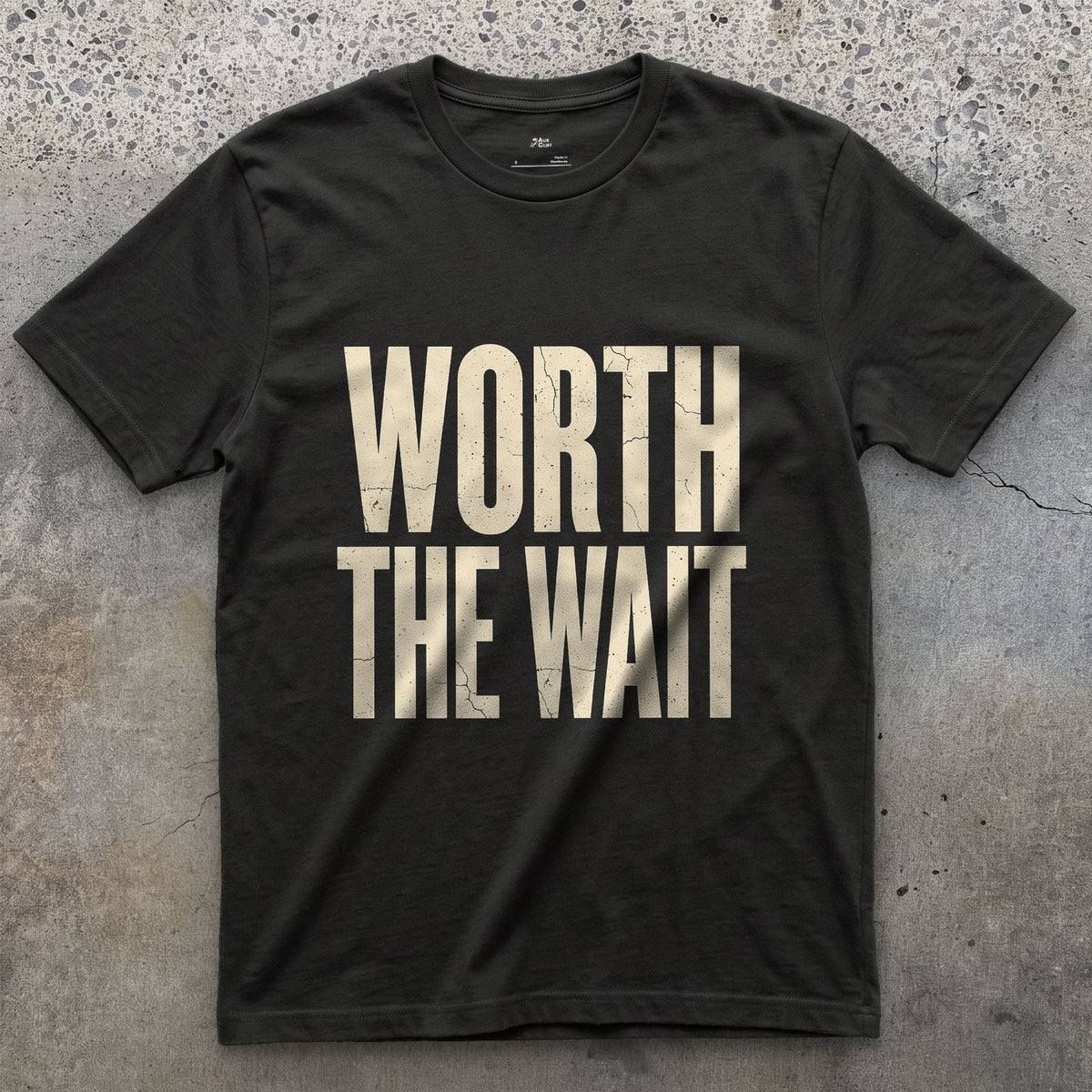 Worth the Wait for the Perfect Shot design on a Black Gildan Softstyle t-shirt