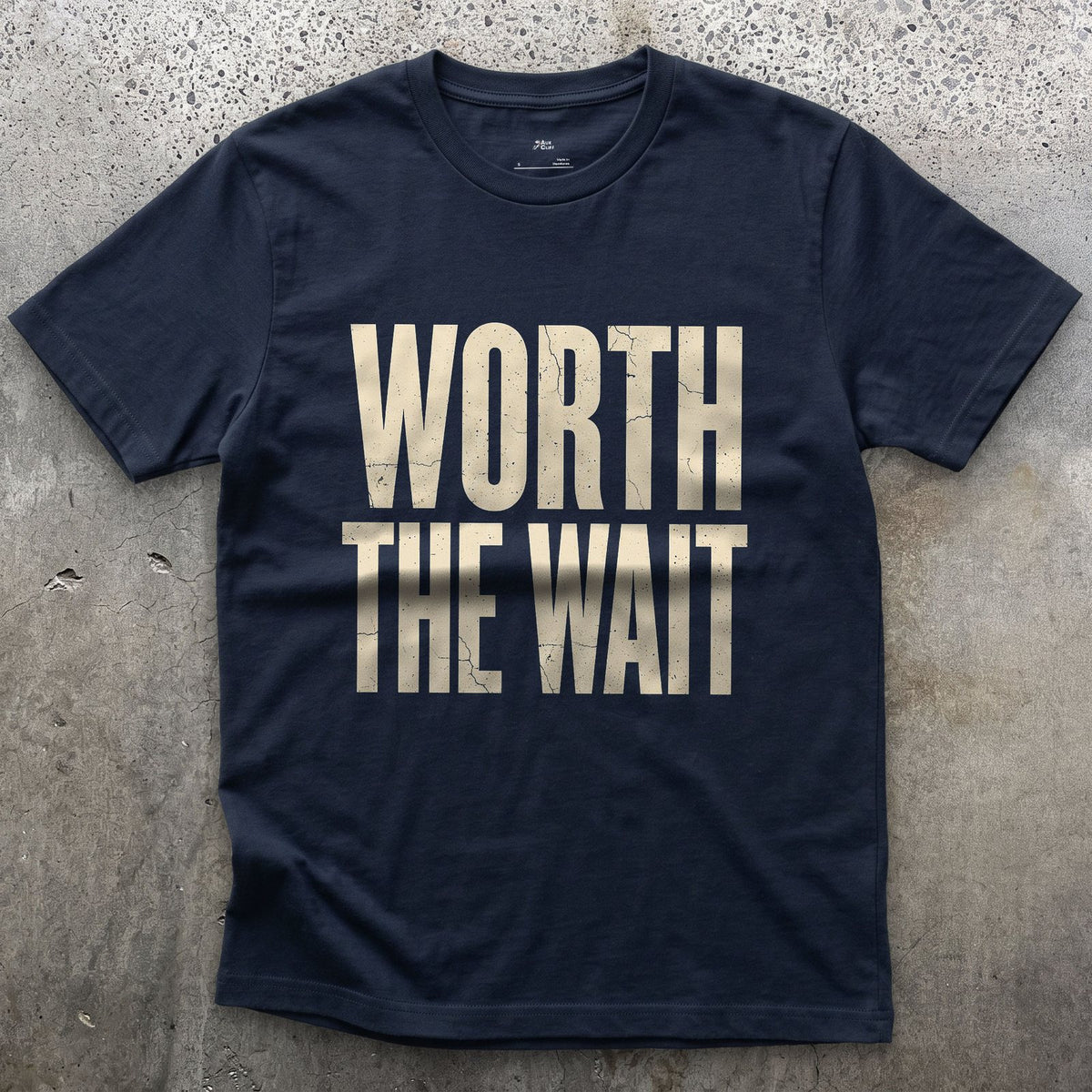 Worth the Wait for the Perfect Shot design on a Navy Gildan Softstyle t-shirt