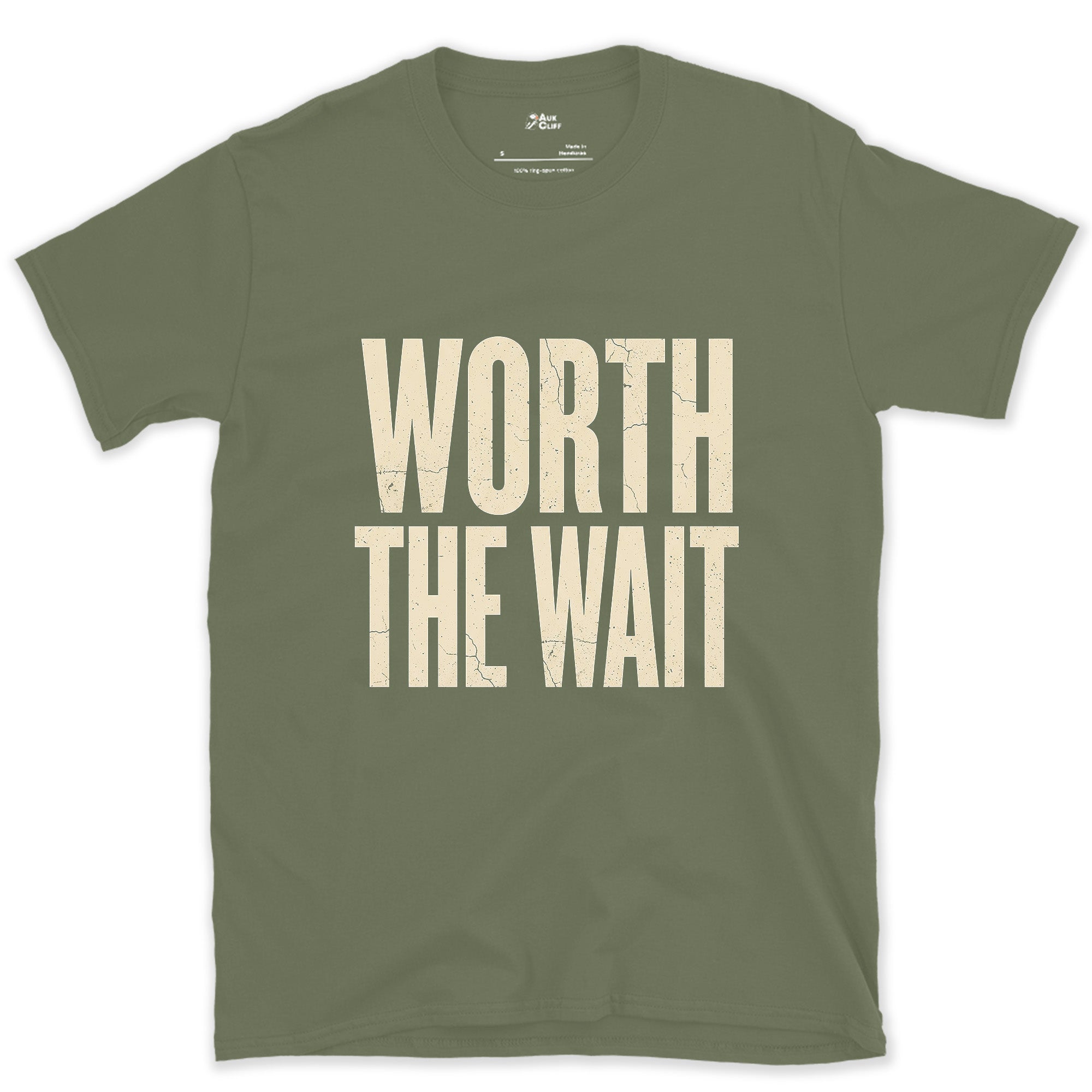 Worth the Wait for the Perfect Shot design on a Military Green Gildan Softstyle t-shirt