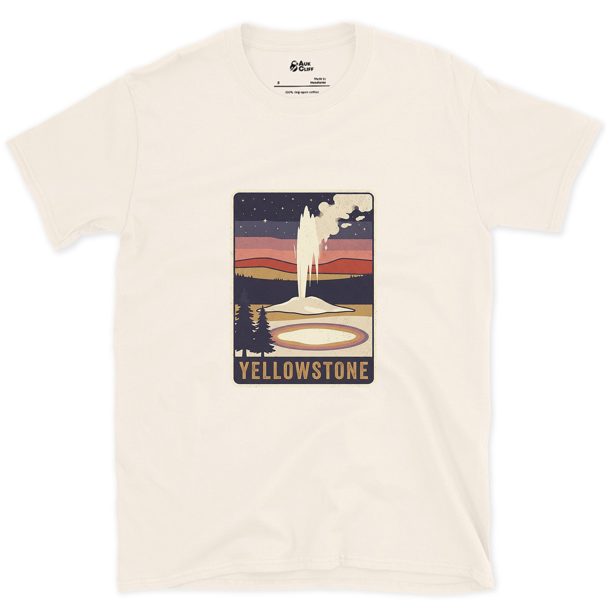 Yellowstone National Park Badge design on a Natural Gildan Softstyle t-shirt
