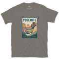 Yosemite Waterfall Past the Cliff design on a Charcoal Gildan Softstyle t-shirt