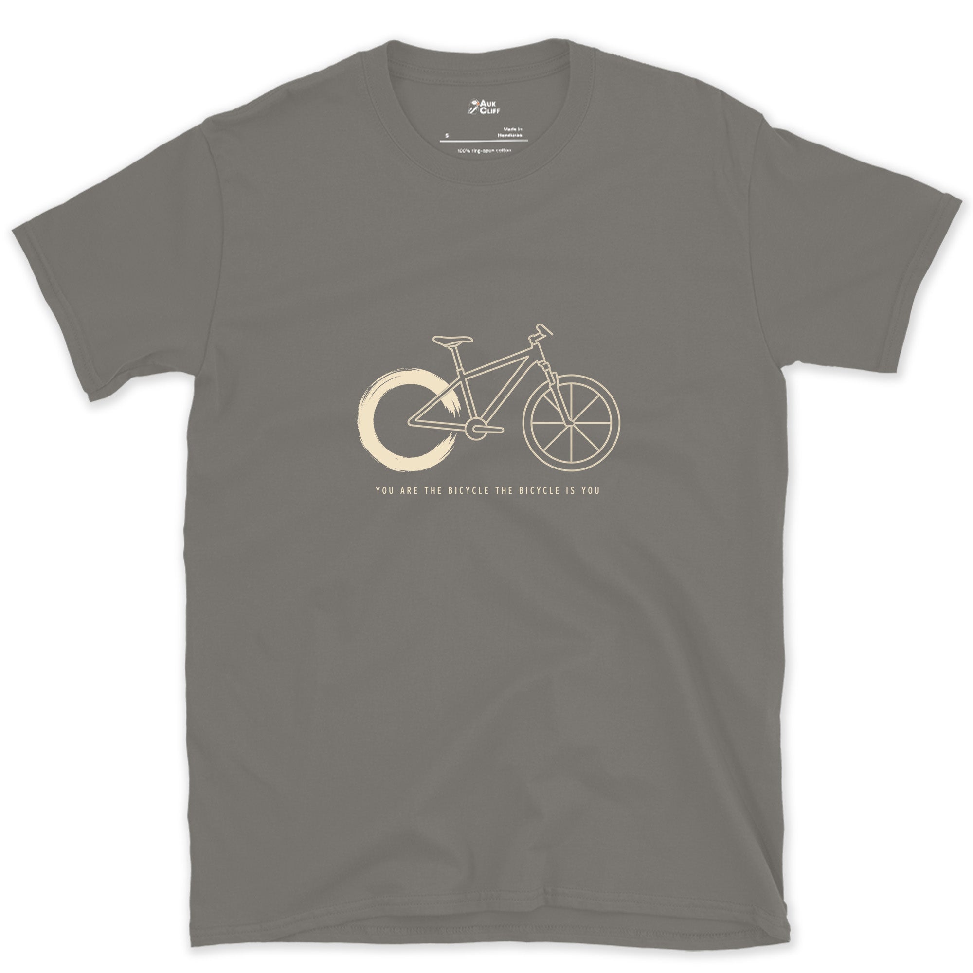 Imperfect Ring for a Front Wheel, Bike design on a Charcoal Gildan Softstyle t-shirt
