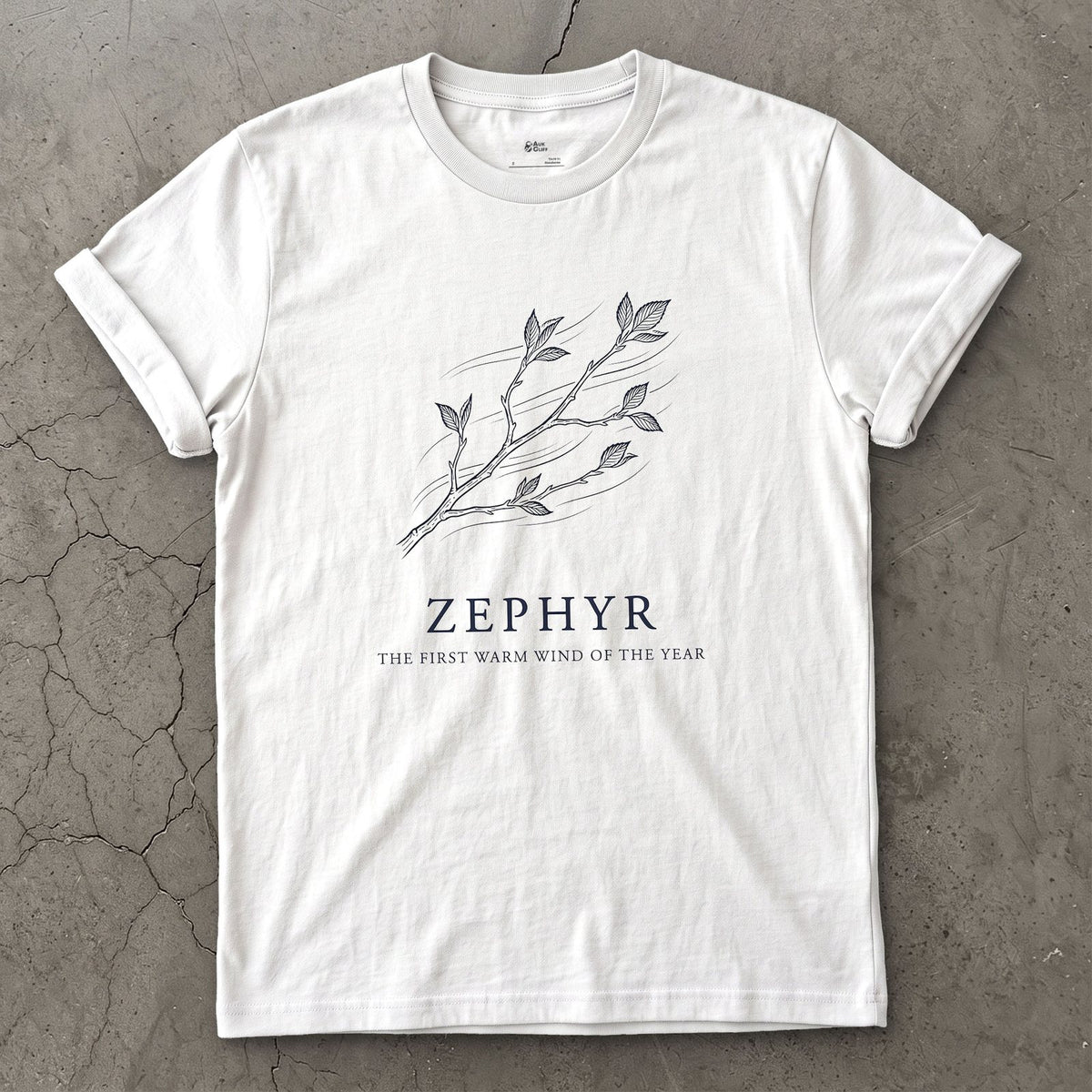 Zephyr, the First Warm Wind of the Year design on a White Gildan Softstyle t-shirt