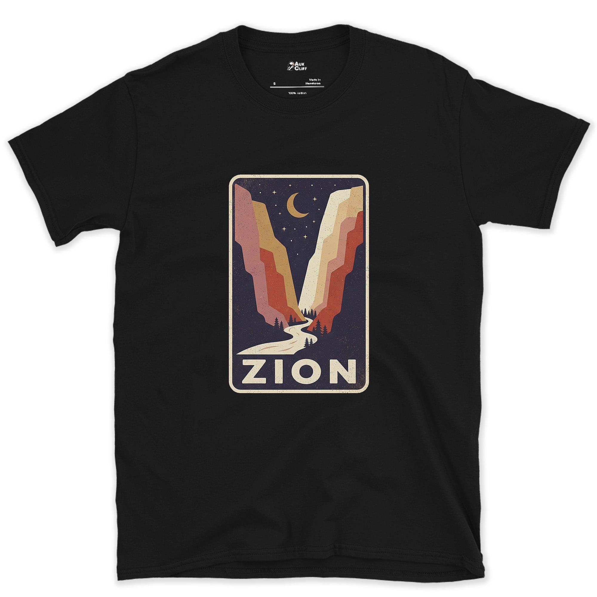Zion National Park Patch design on a Black Gildan Softstyle t-shirt