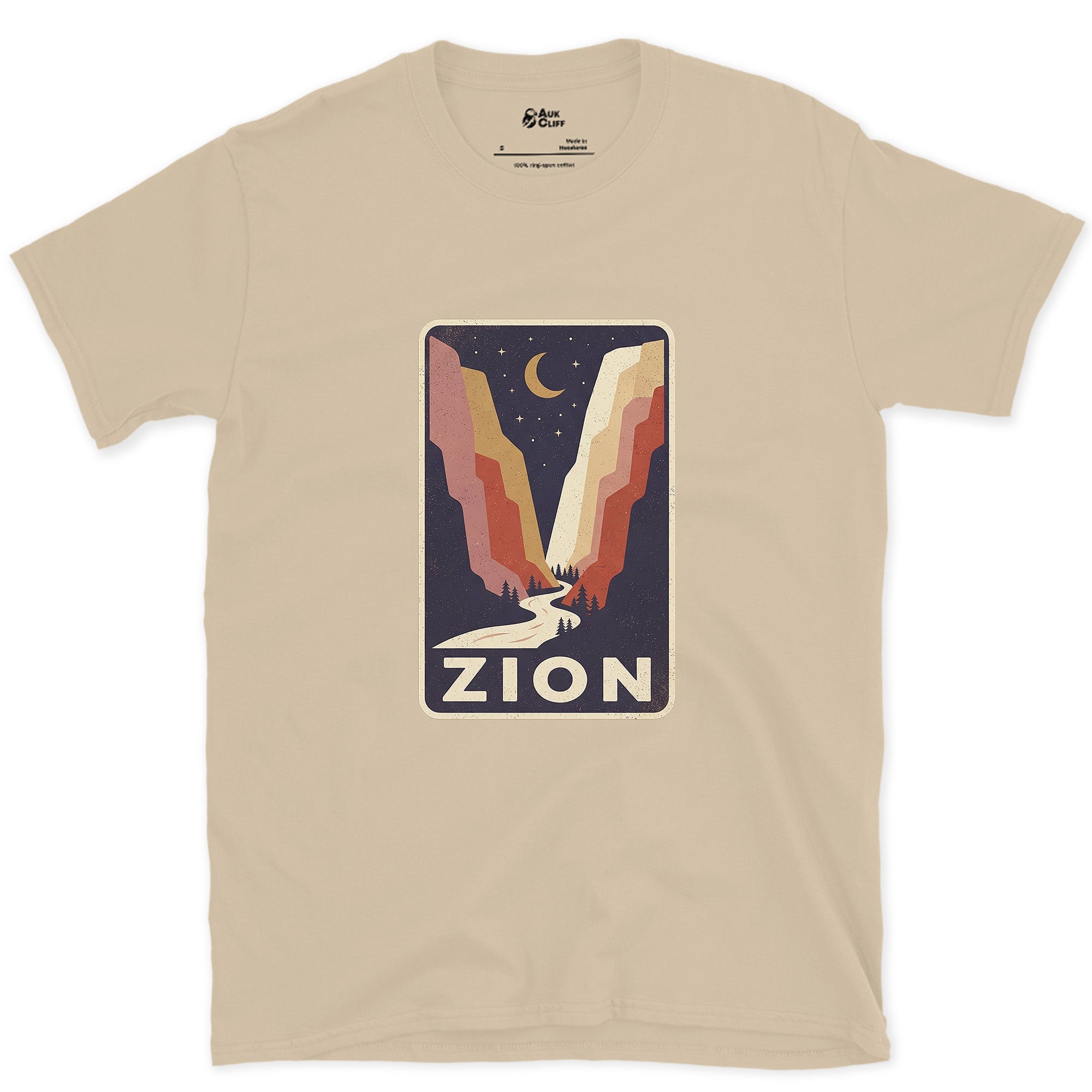 Zion National Park Patch design on a Sand Gildan Softstyle t-shirt