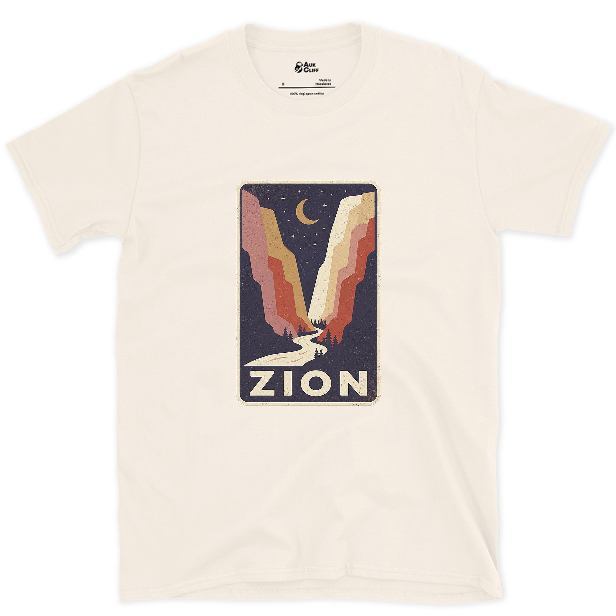 Zion National Park Patch design on a Natural Gildan Softstyle t-shirt