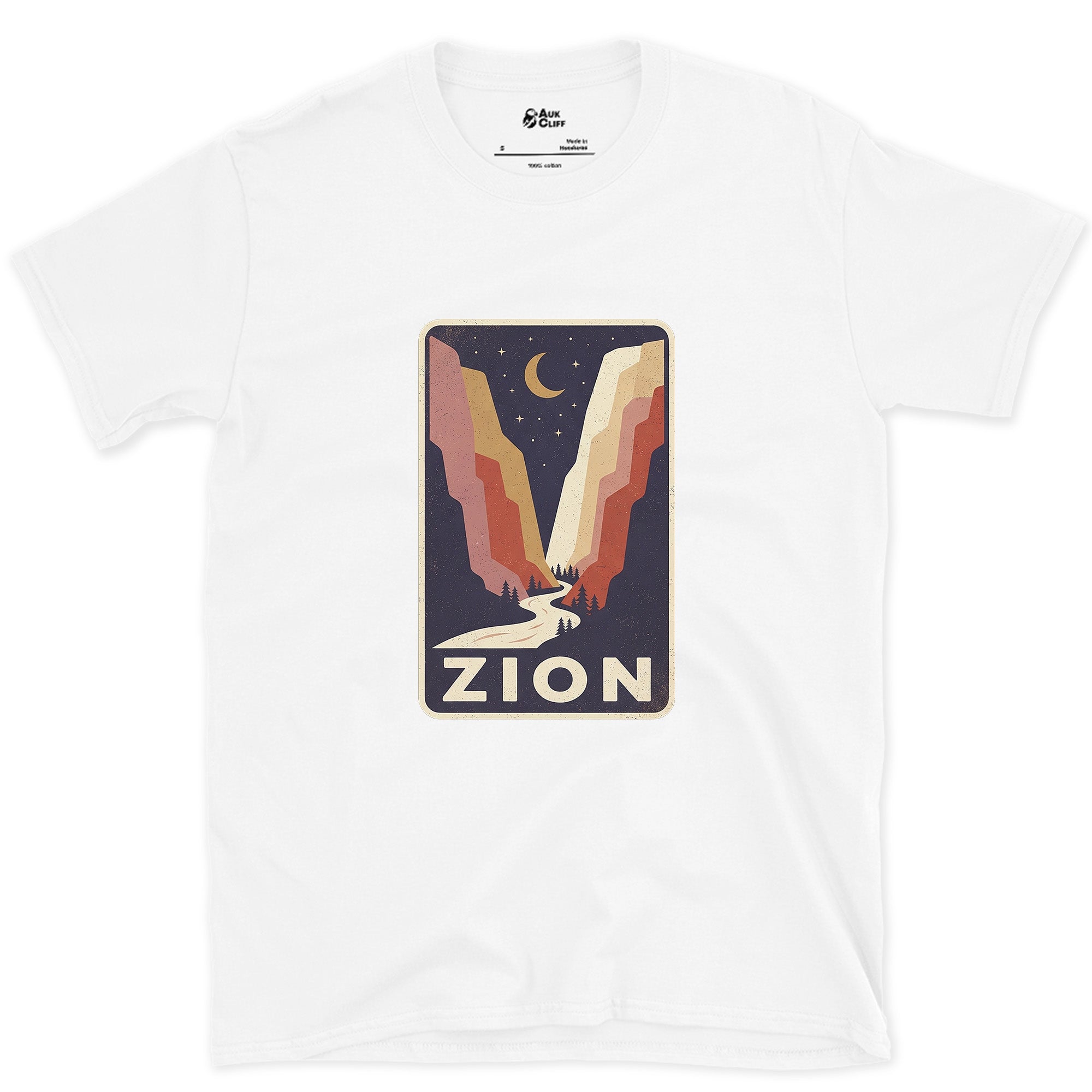 Zion National Park Patch design on a White Gildan Softstyle t-shirt