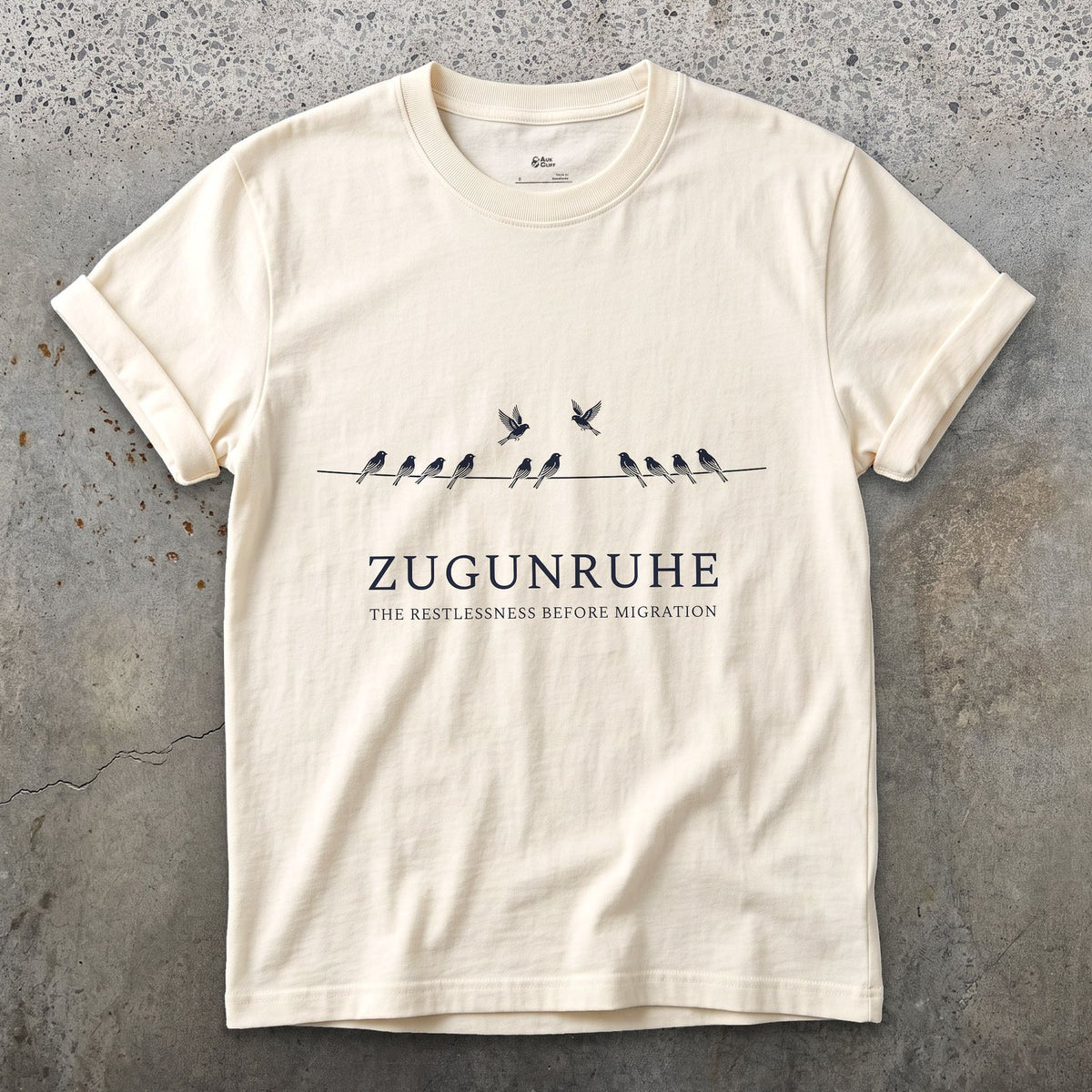 Zugunruhe, the Restlessness Before Migration design on a Natural Gildan Softstyle t-shirt