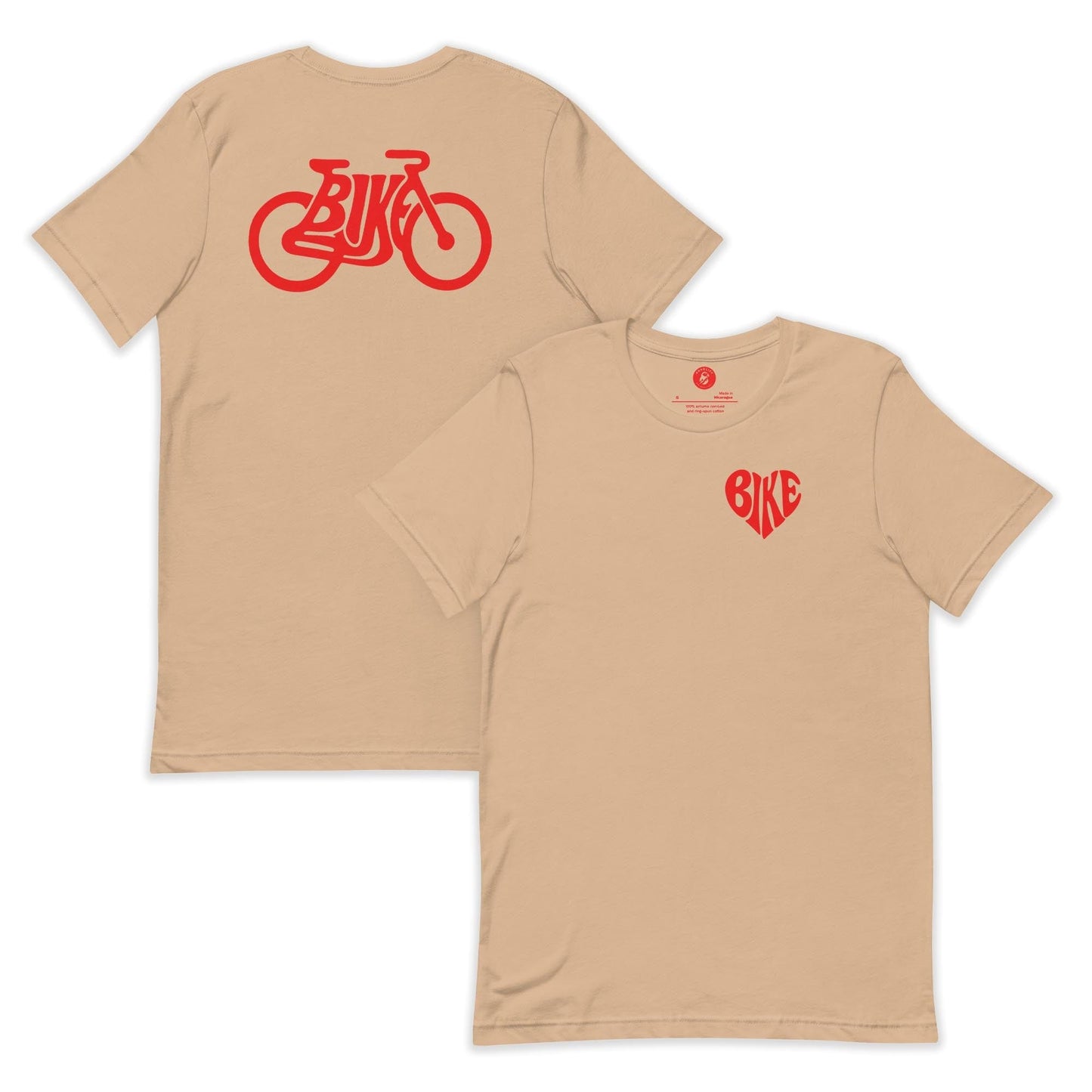 AukCliff Back Print T-shirt Tan / S Love Bike T-shirt
