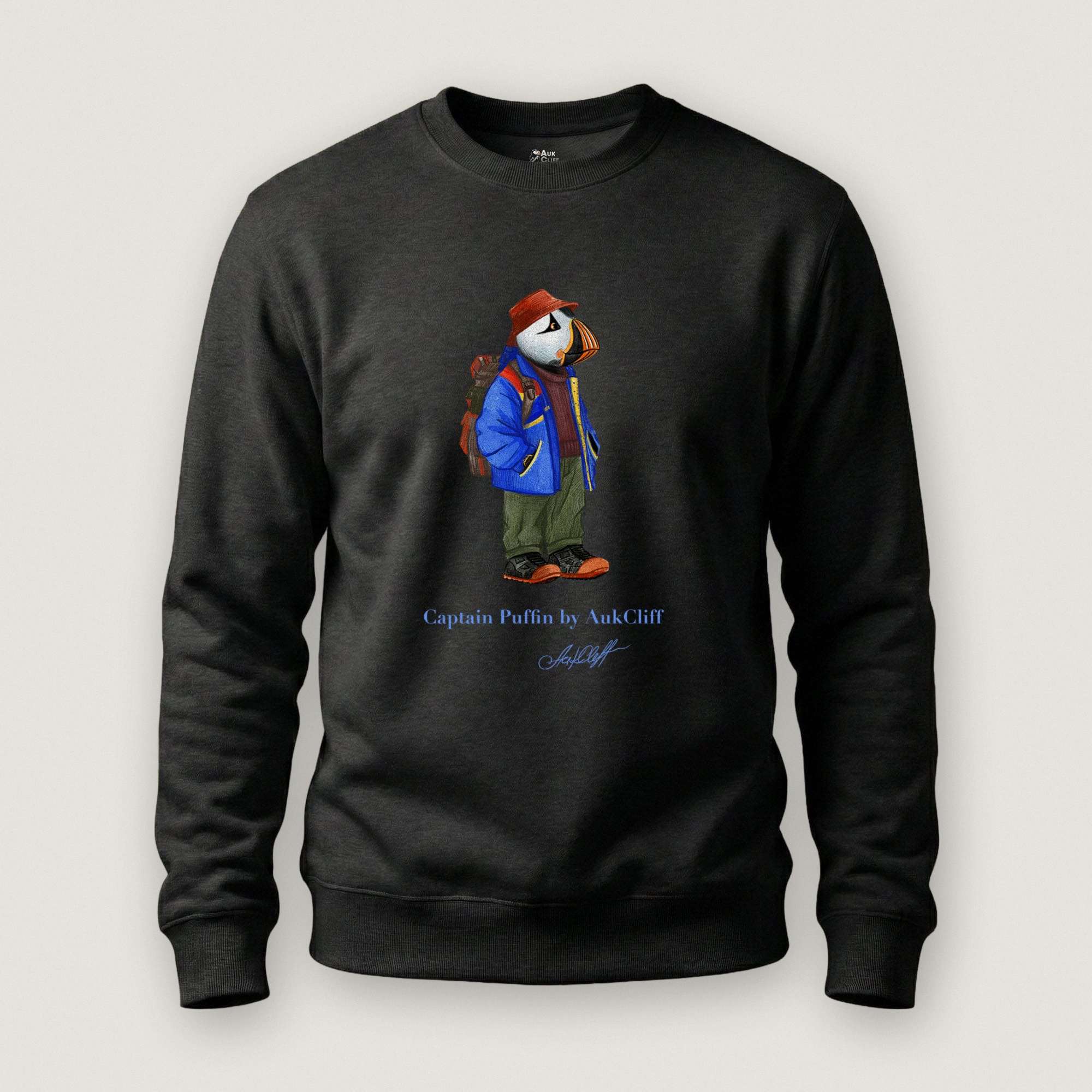 AukCliff Captain Puffin Sweatshirt Black / S Captain Puffin™ 90’s Outdoor Style Sweatshirt