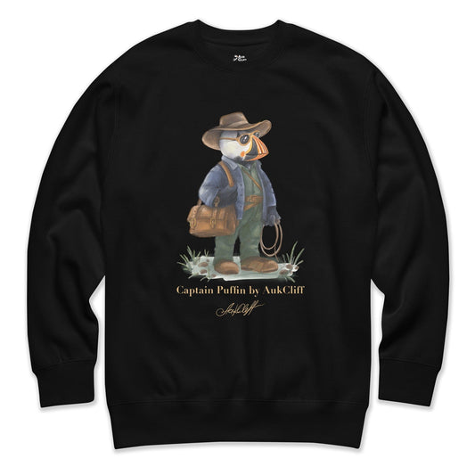 AukCliff Captain Puffin Sweatshirt Black / S Captain Puffin™ Adventure Archaeologist Sweatshirt