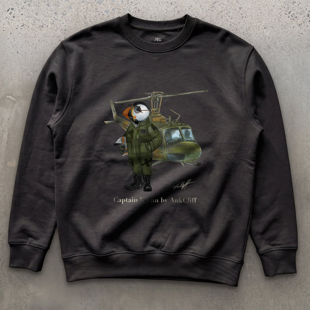 AukCliff® Captain Puffin Sweatshirt Black / S Captain Puffin™ Airborne Sweatshirt