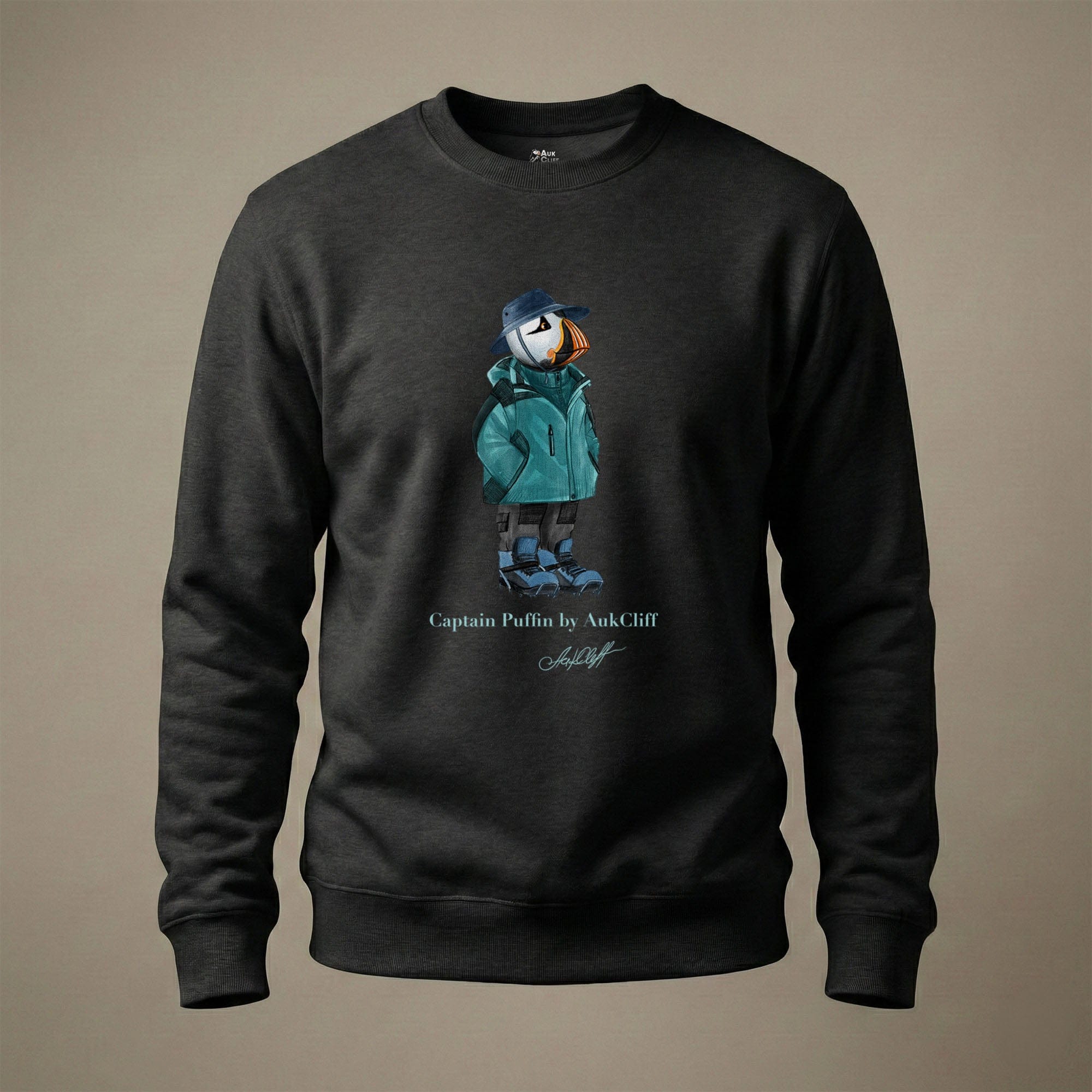 AukCliff® Captain Puffin Sweatshirt Black / S Captain Puffin “Alpine Wayfarer” Sweatshirt