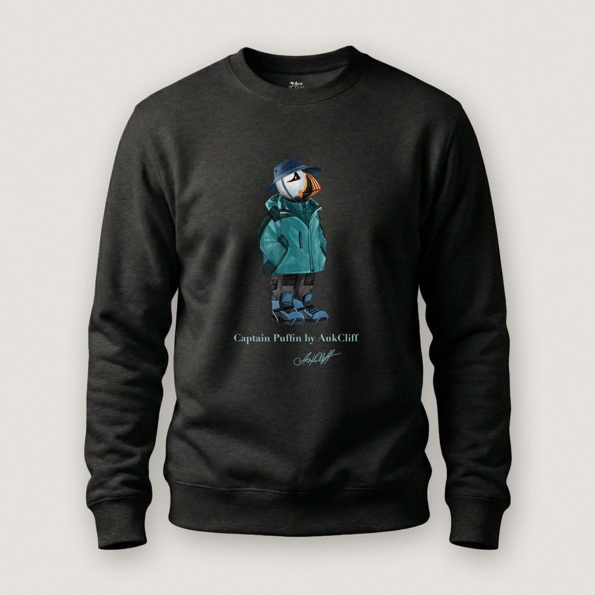 AukCliff® Captain Puffin Sweatshirt Black / S Captain Puffin “Alpine Wayfarer” Sweatshirt