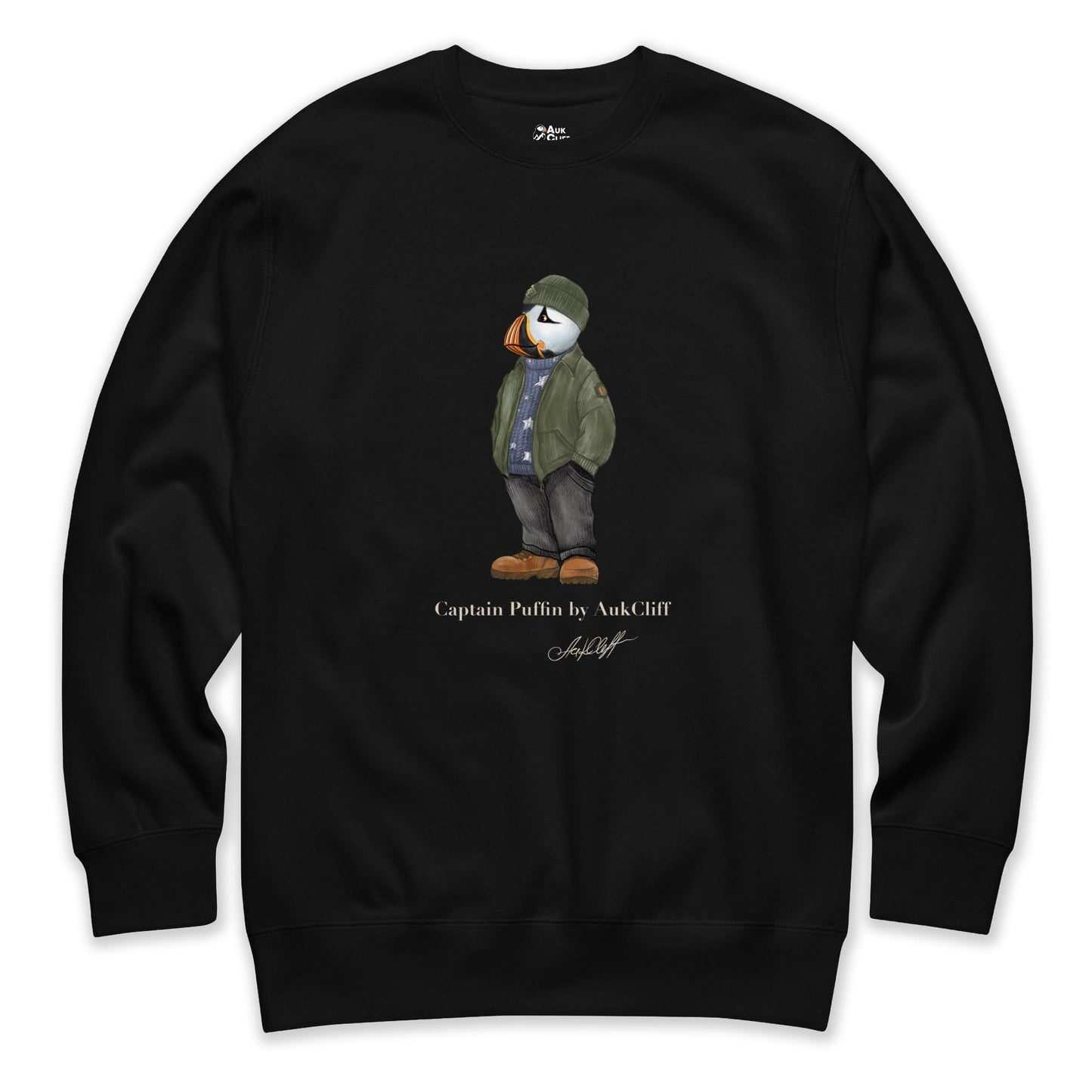 AukCliff® Captain Puffin Sweatshirt Black / S Captain Puffin “American Trailkeeper” Sweatshirt