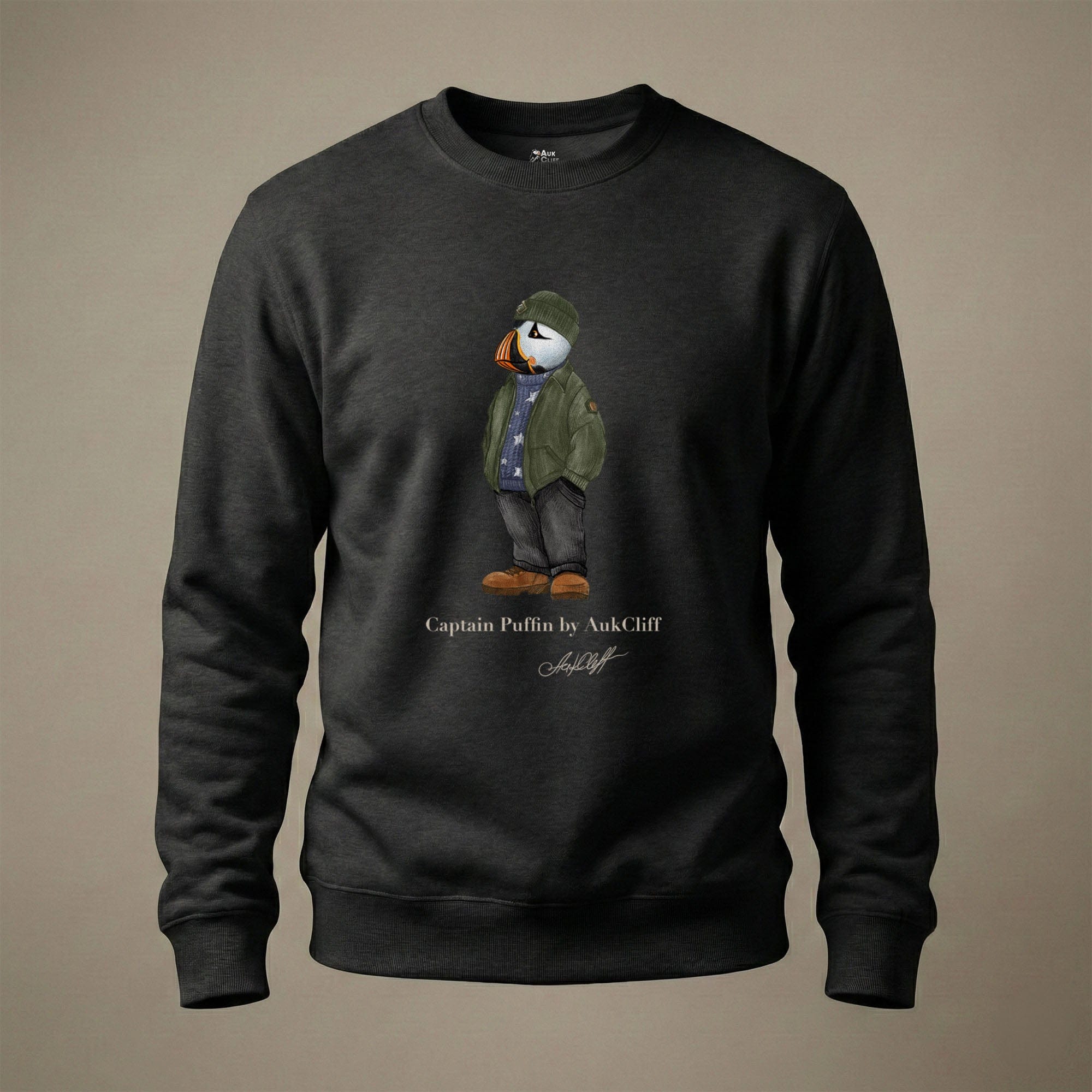 AukCliff® Captain Puffin Sweatshirt Black / S Captain Puffin “American Trailkeeper” Sweatshirt