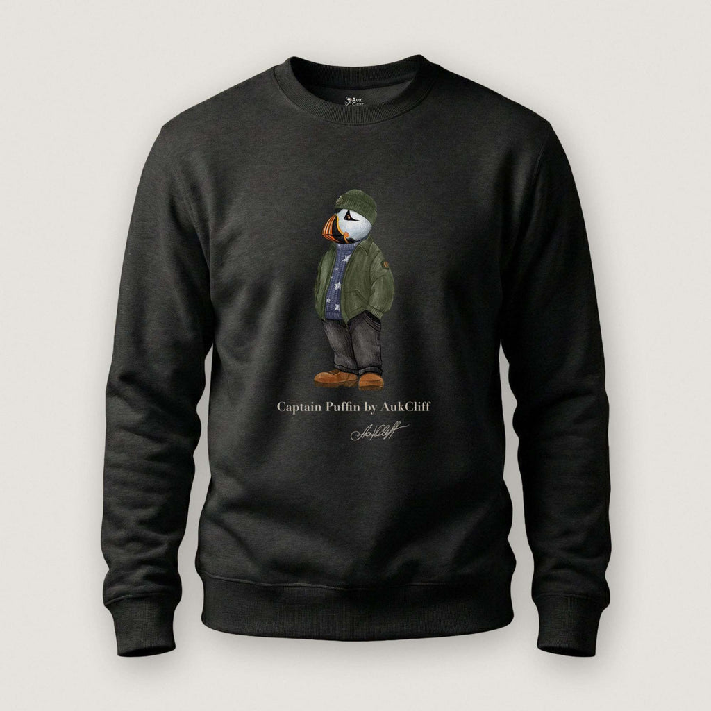 AukCliff® Captain Puffin Sweatshirt Black / S Captain Puffin “American Trailkeeper” Sweatshirt