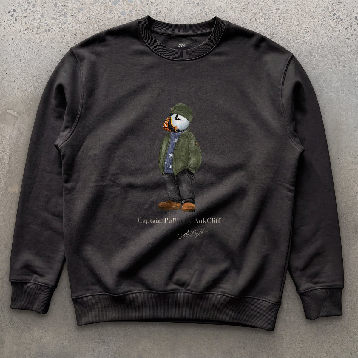 AukCliff® Captain Puffin Sweatshirt Black / S Captain Puffin “American Trailkeeper” Sweatshirt