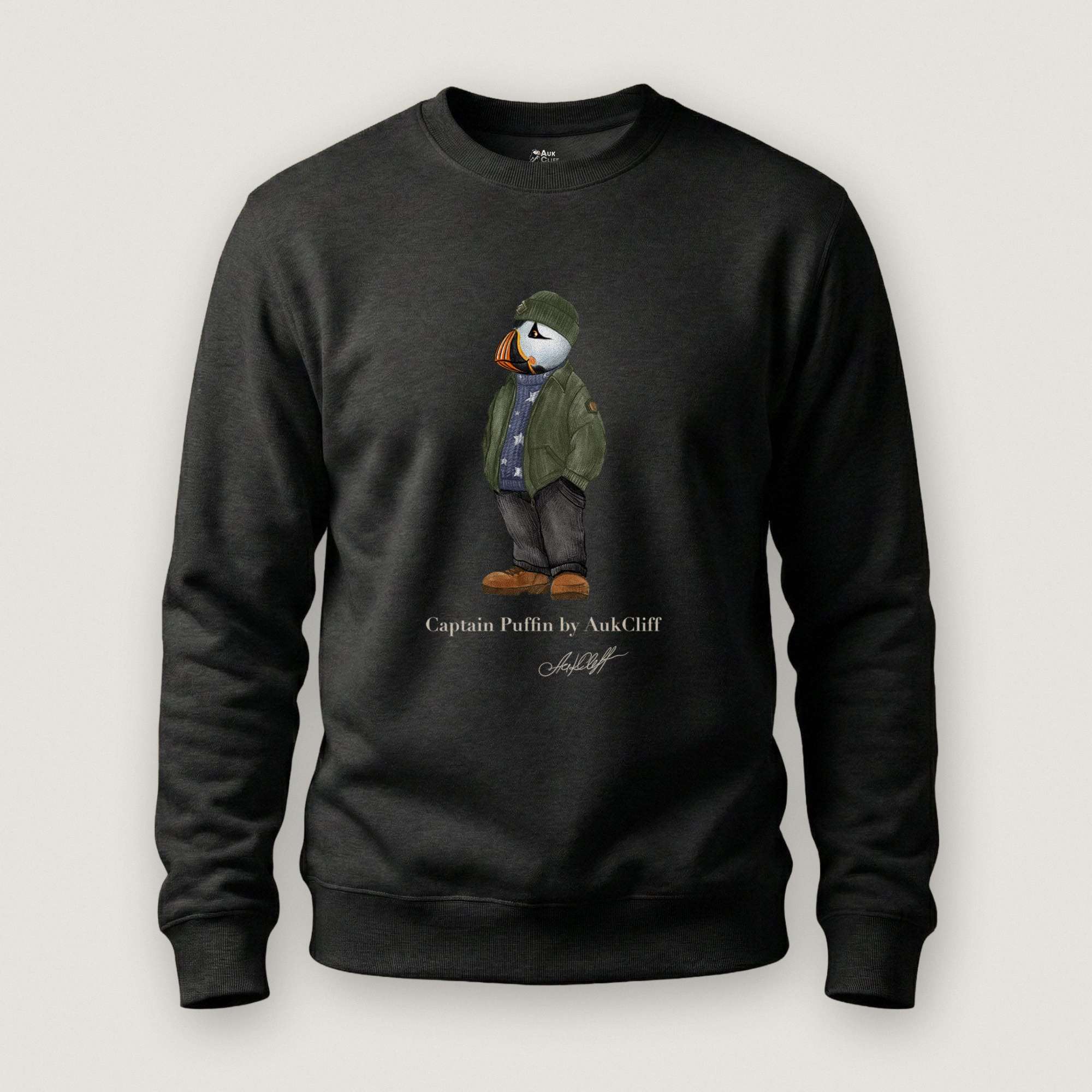 AukCliff® Captain Puffin Sweatshirt Black / S Captain Puffin “American Trailkeeper” Sweatshirt