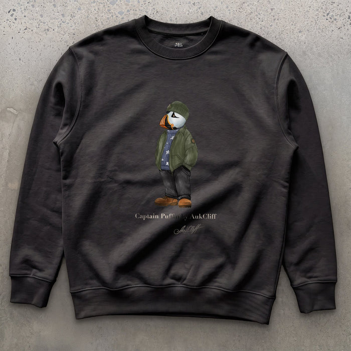 AukCliff® Captain Puffin Sweatshirt Black / S Captain Puffin “American Trailkeeper” Sweatshirt