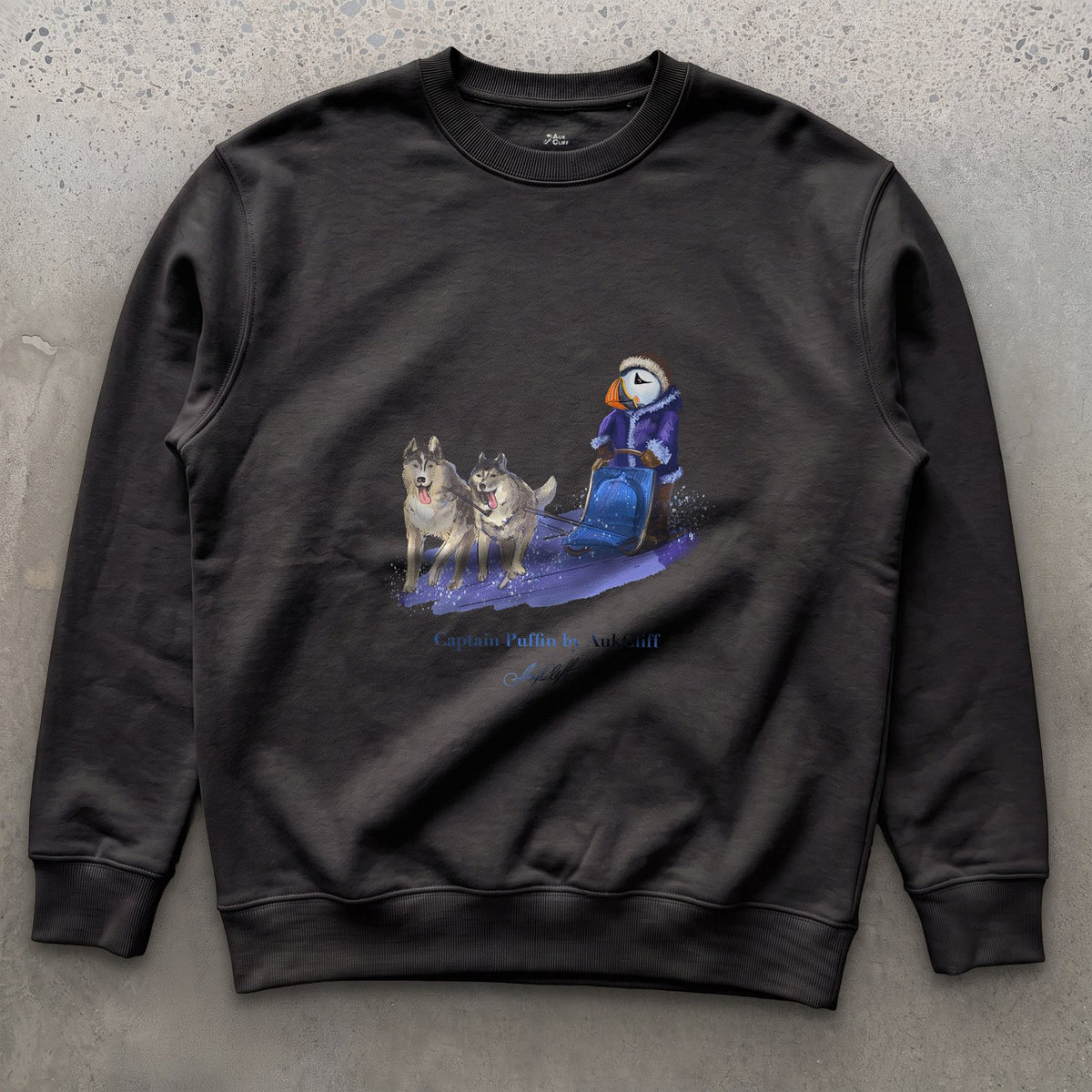 AukCliff Captain Puffin Sweatshirt Black / S Captain Puffin™ Arctic Dog Sledder Sweatshirt