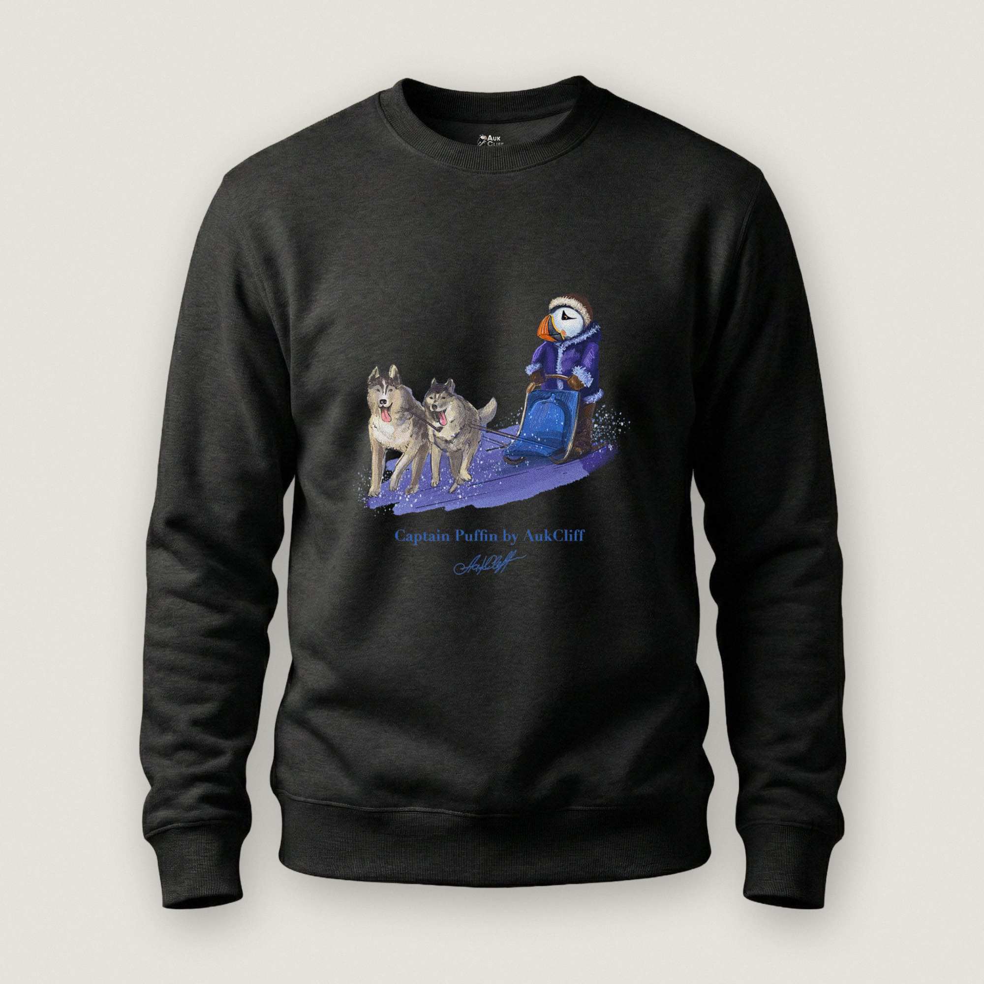 AukCliff Captain Puffin Sweatshirt Black / S Captain Puffin™ Arctic Dog Sledder Sweatshirt