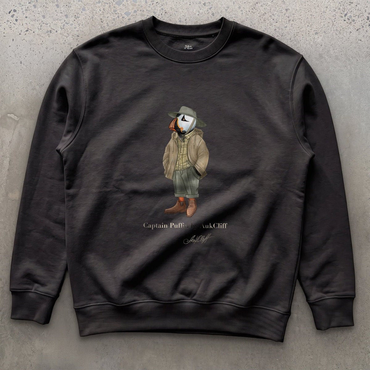 AukCliff® Captain Puffin Sweatshirt Black / S Captain Puffin “Australian Bushwalker” Sweatshirt
