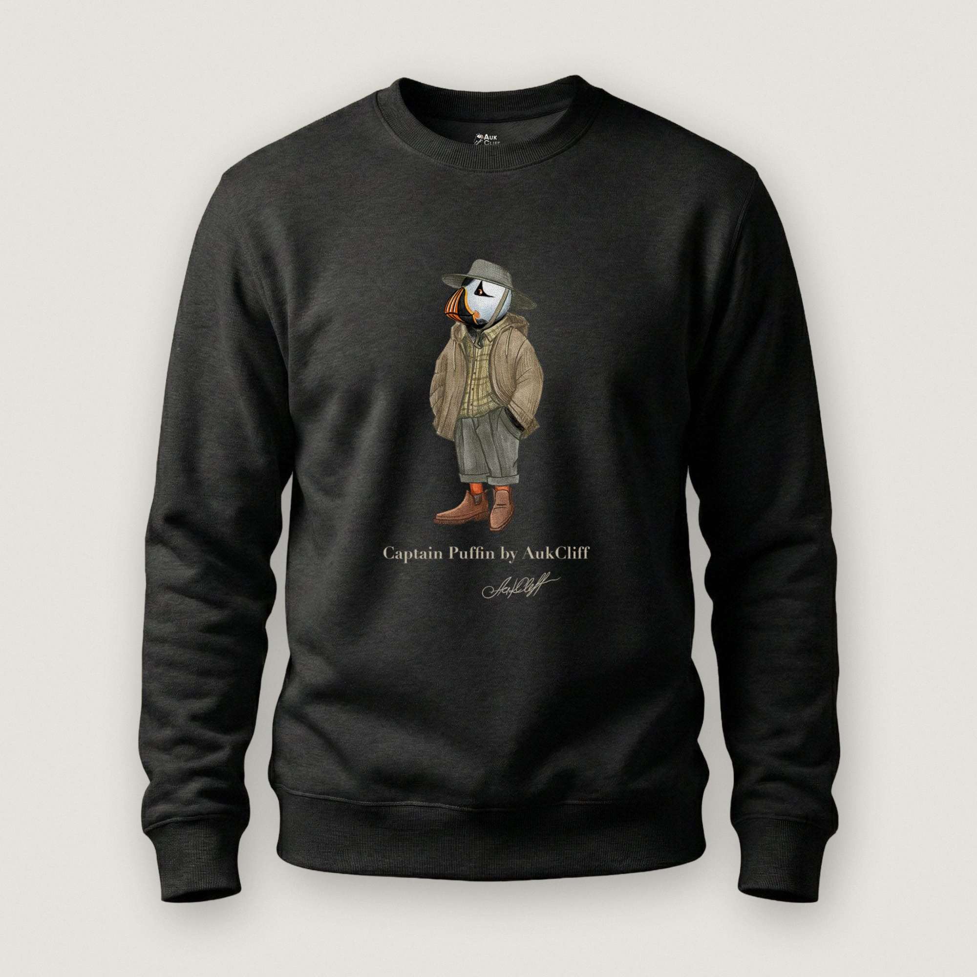 AukCliff® Captain Puffin Sweatshirt Black / S Captain Puffin “Australian Bushwalker” Sweatshirt