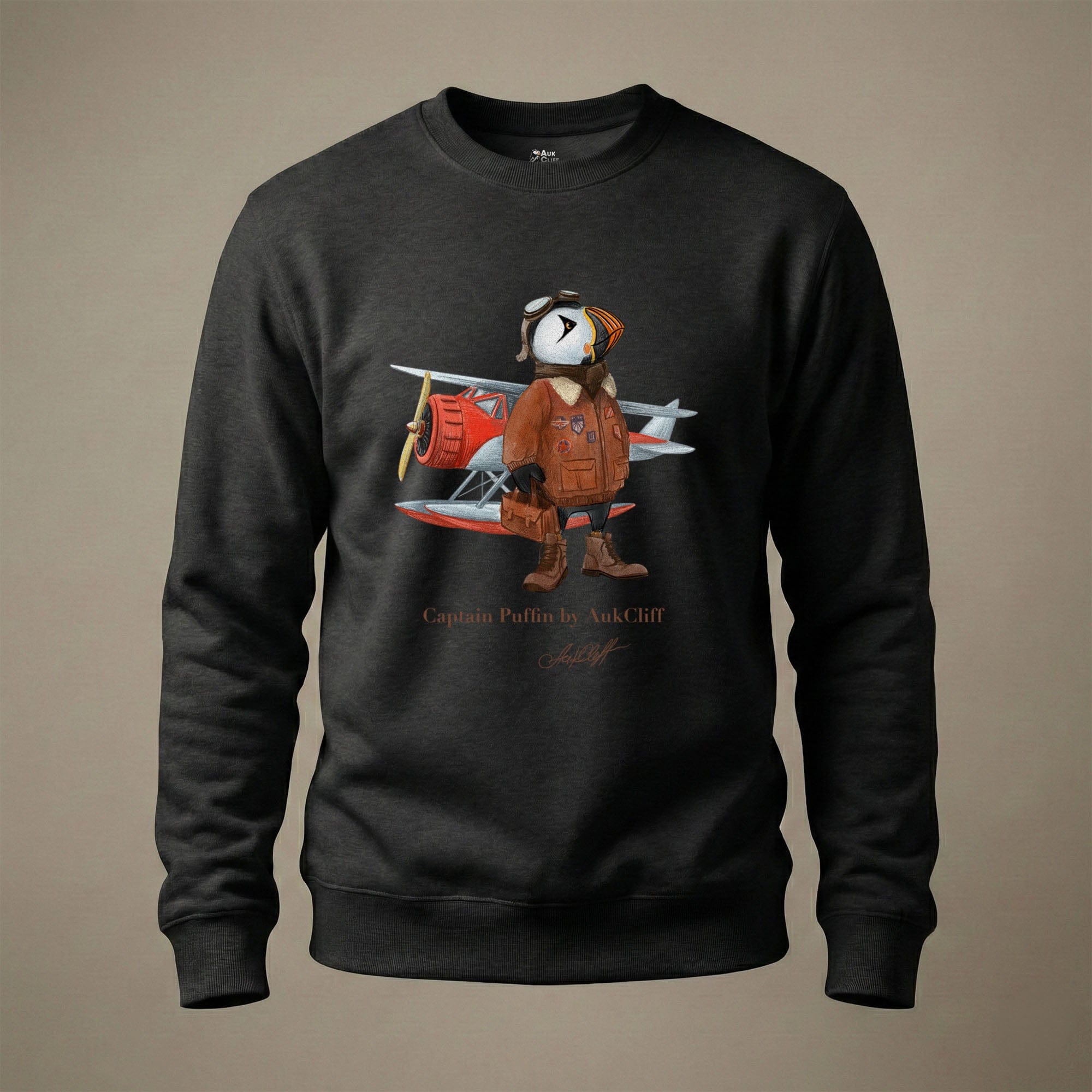 AukCliff Captain Puffin Sweatshirt Black / S Captain Puffin™ Bush Pilot Sweatshirt