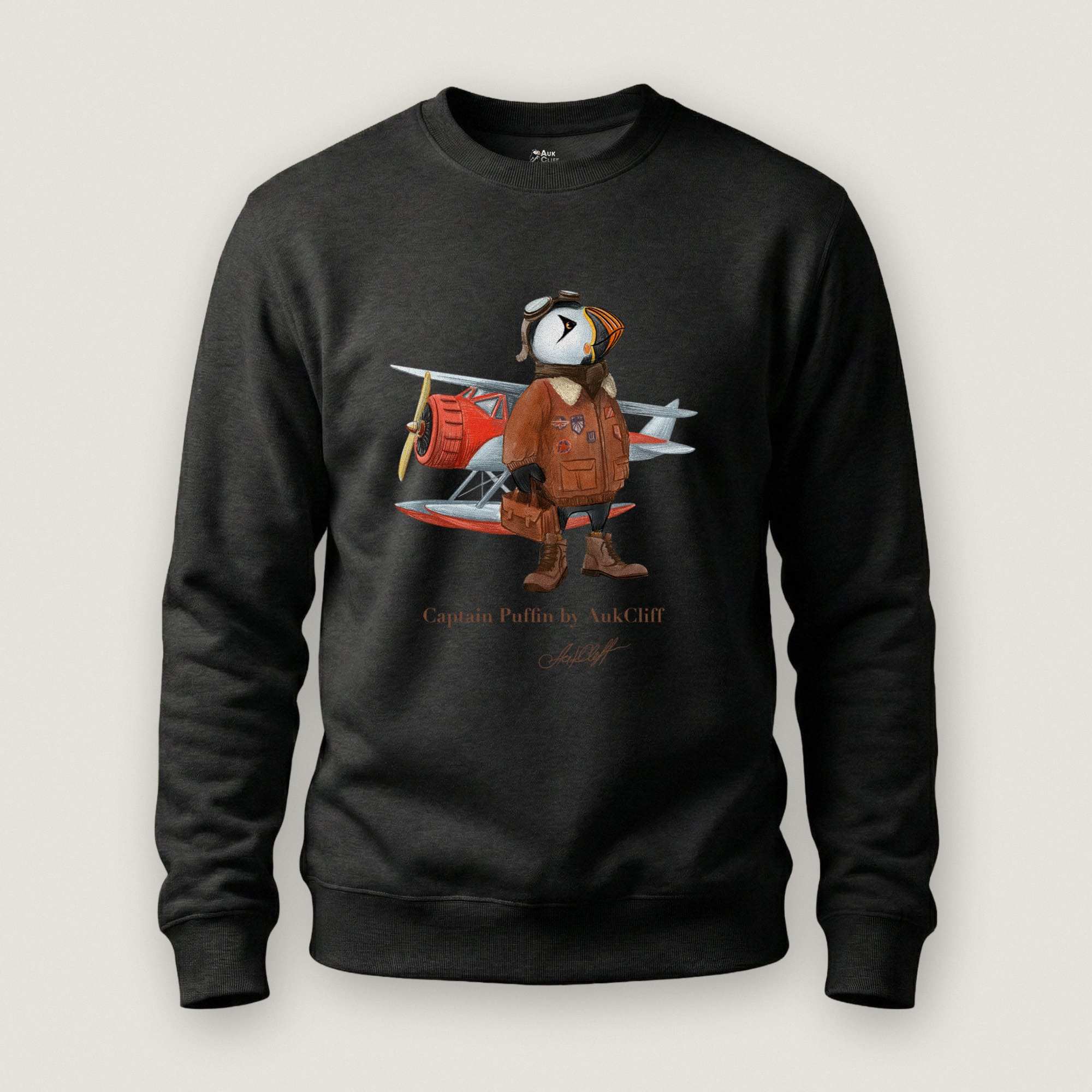 AukCliff Captain Puffin Sweatshirt Black / S Captain Puffin™ Bush Pilot Sweatshirt